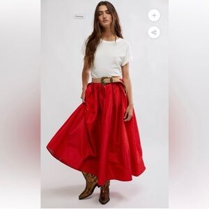 NWT Free People red Emilia skirt